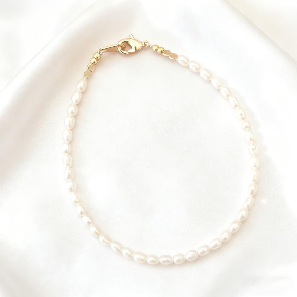 Hengsheng 2-3mm Rice Shape Natural Freshwater Pearl Bracelet for Women 16cm 18cm 20cm Mini Pearl Bracelet Jewelry Gift