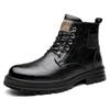 Men's Genuine Leather Martin Boots: High-Top Winter Business Casual with Wool Lining