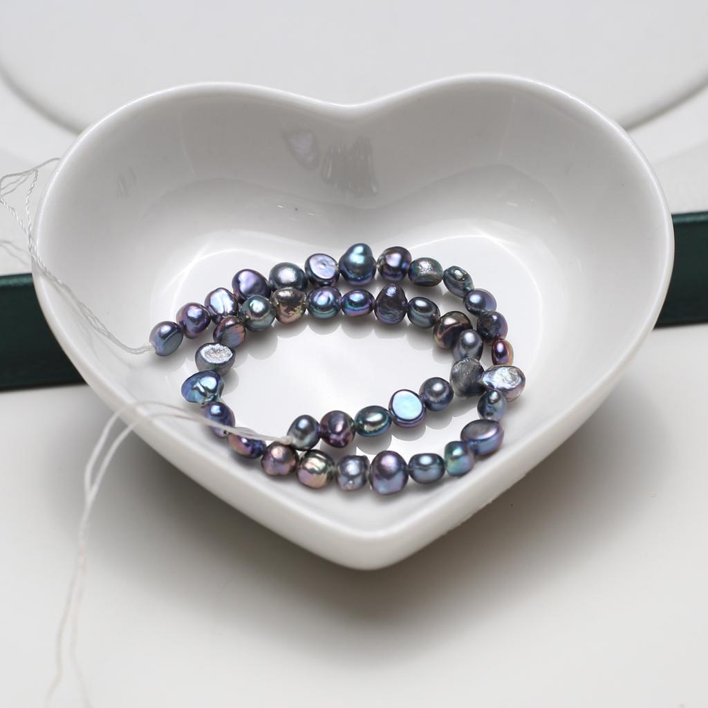 1String, Black Natural Freshwater Pearls, Nugget Pearl Beads for Jewelry Making DIY Necklaces Bracelets Crafts (Beads 4-4.5mm, Length 18cm)