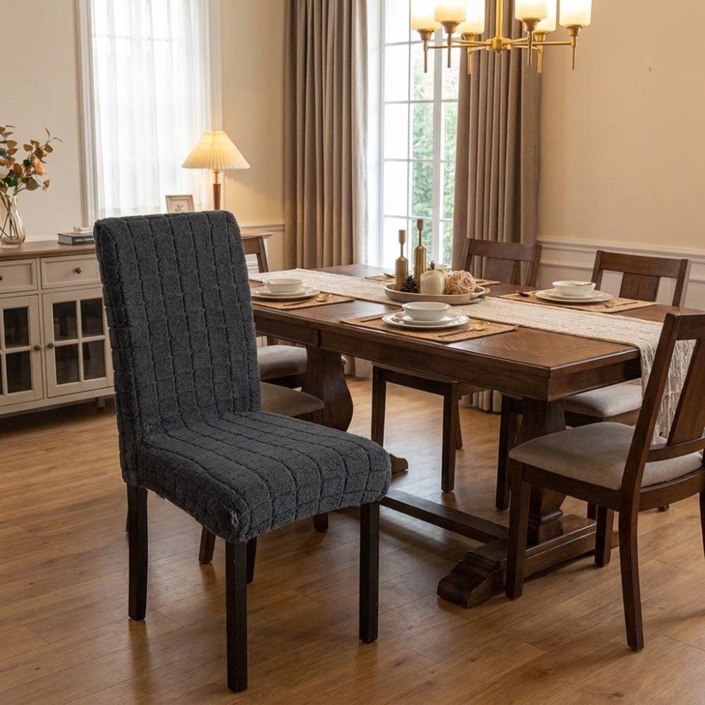Textured Dining Chair Cover High Elastic Stretch Chair Cover Jacquard Chair Slipcovers Office