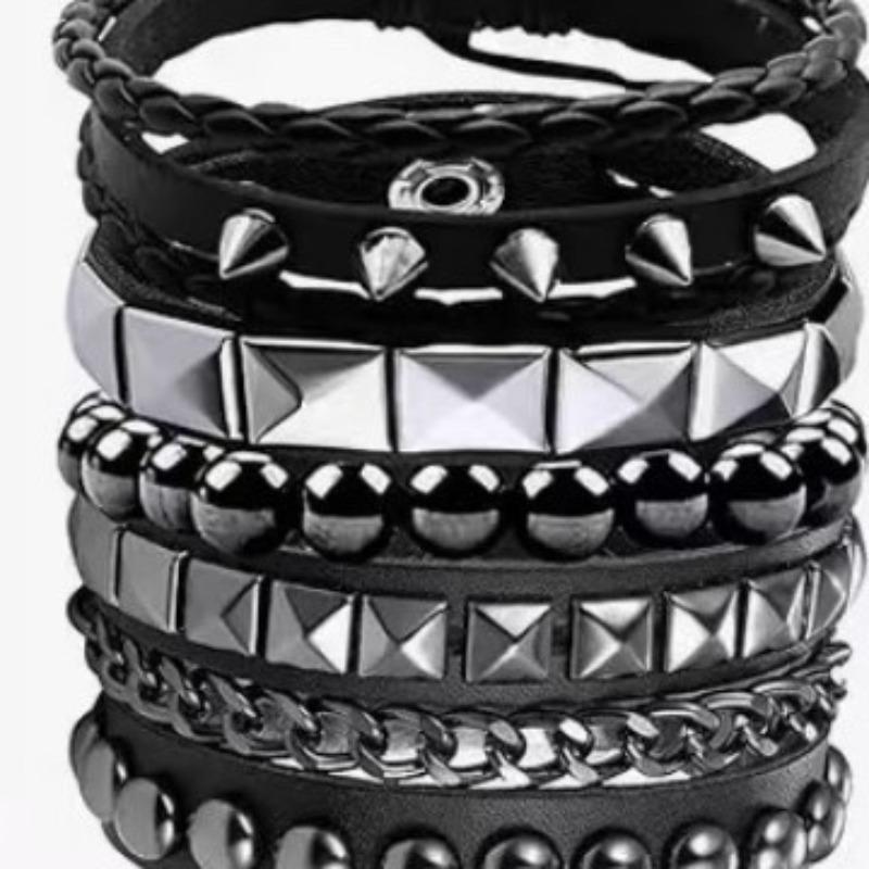

Новый горячо продаваемый браслет из четырех частей из сплава с пентаграммой черепа и коровьей кожи