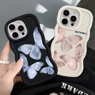 Funda con Mariposas Impresas para iPhone 15 Plus XR 13 8 17 Air 12 16 Pro Max 14 11 Funda de Teléfono Suave