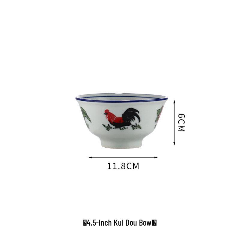Keramik-Retro-Hahnschüssel - Nostalgisches Kampfhahn-Design