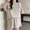 Trendy Summer Two-Piece Running Set: Loose Fit Short-Sleeve Top & Slimming Shorts for Female Students