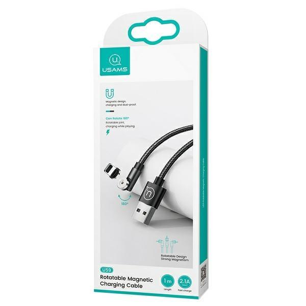 Usams Kabel Magnetyczny U59 Lightning2.1A Fast Charge 1M Pleciony Czarny/Black Sj472Usb01 (Us-Sj472) Regulowany Kąt