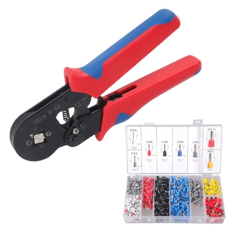 

Ferrule Crimping Tool with 1200PCS Ferrules Kit Crimper for End Sleeves Terminal Selves-Adjusting Racheting Tool