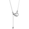 Women's Double Ring Zirconia Pendant Necklace with Gold Beads – Tassel Design, Light Luxury, High-End Clavicle Chain