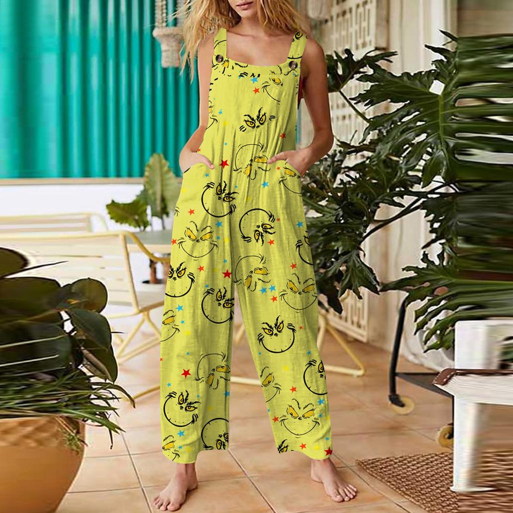 Dámské ležérní overaly kombinézy Nastavitelná ramínka léto bez rukávů Roztomilé pohodlné dupačky s kapsou