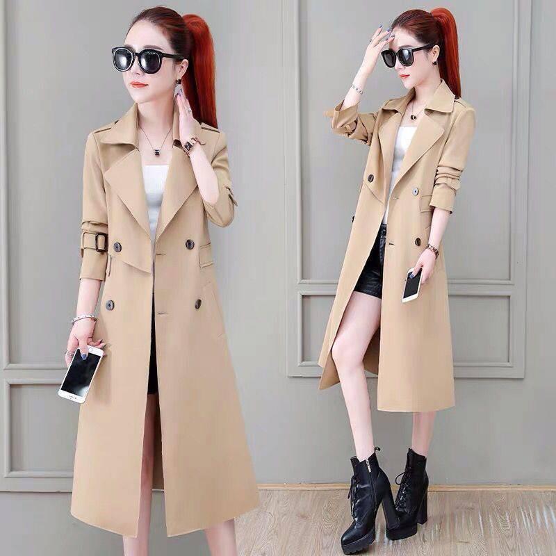 Womens Mid-Length Trench Coat With Lining 2026 Loose Slim Fit Elegant Fashion Outerwear