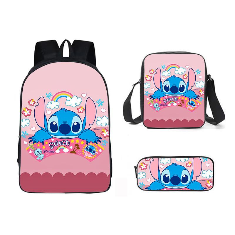Stitch Cartoon Backpack For Kids Oxford Fabric Waterproof School Bag With Breathable Straps