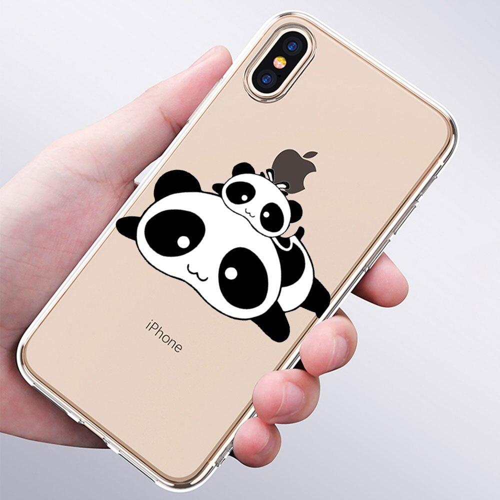 Luxury Soft Silicone Phone Case Cute Panda Bear China for Apple iPhone 11 Pro XS Max X XR 6 6S 7 8 Plus 5 5S SE Fashion Cover