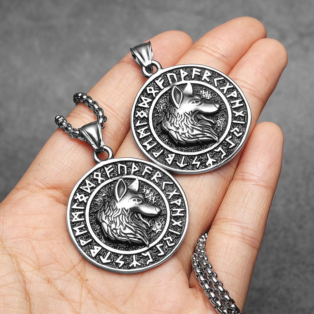 Runové Vikingové Vlk Amulety Pánské Náhrdelníky Nerezová Ocel Přívěsek Řetízek Dámské Punková Módní Šperky Nové Doplňky Dárky