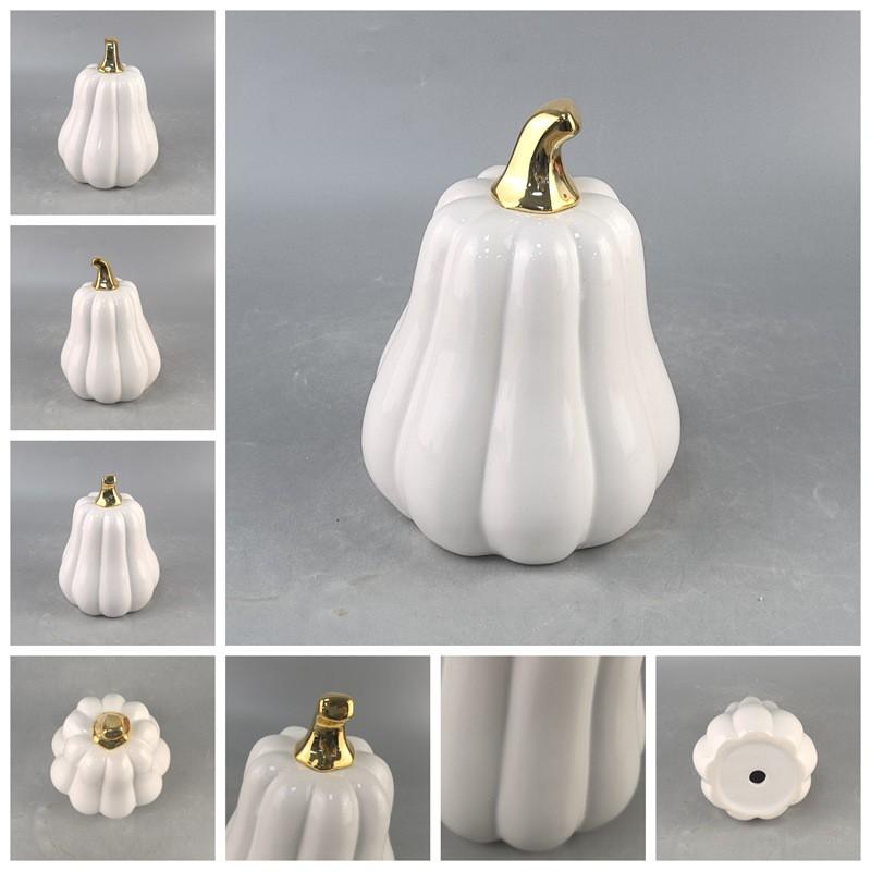 Nordic Creative White Ceramic Pumpkin Decor Desktop Ornament Halloween Gift Home Decoration