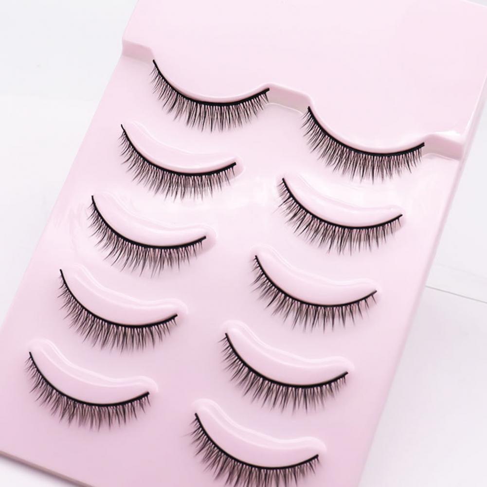5Pairs False Eyelashes Natural Perfect Fitting Artificial Fiber Cross Short Makeup Extensions Eye Lashes for Dressing Room