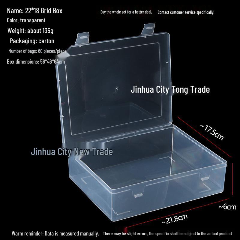 Transparent Storage Box for Electronics, Jewelry, Tools, Plastic Parts, and Fishing Tackle with Large Fixed Grids
