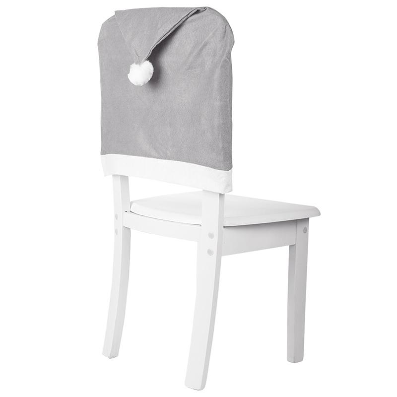 Christmas Grey Hat Chair Back Cover Xmas Chair Decoration Christmas Home Decor