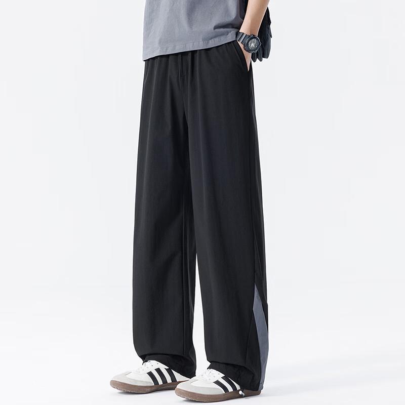 PLAYBOY Men's Summer Ice Silk Quick-Dry Loose Straight Casual Pants