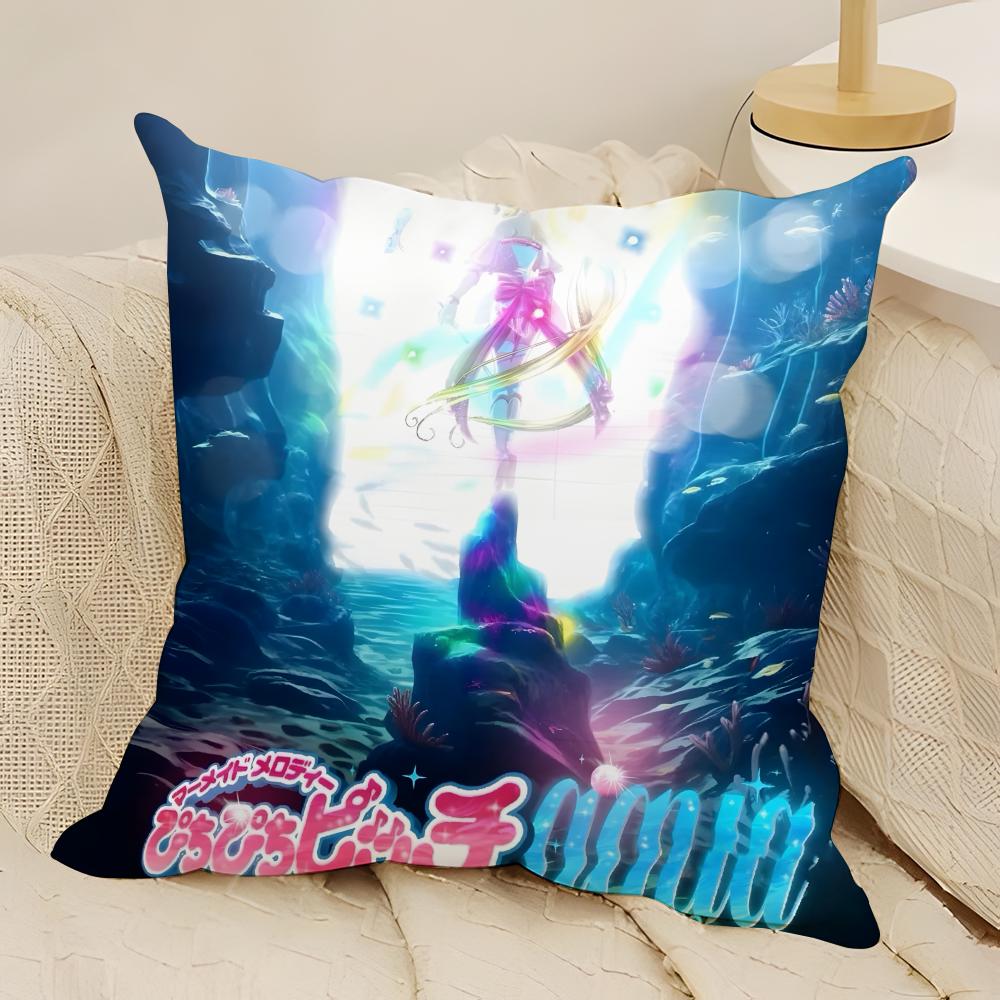Comic Anime M-Mermaid Melody Pichi Pichi Pitch 5 Pillow Case Natural Linen Double-Sided Printing Sofa Home Decor Cushion Cover