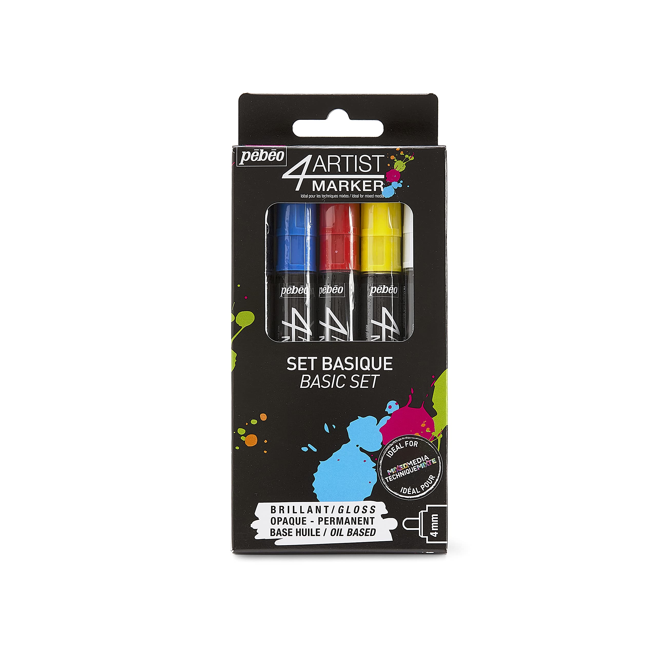 

Pebeo Opaque Oil Paint 4 Artist Standard Set Markers, Markers, 5-Color (4mm)