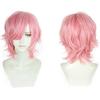 Cosplay krátká párty paruka 2 bonusové položky Žáruvzdorná paruka, růžová, cool, vlasy, +