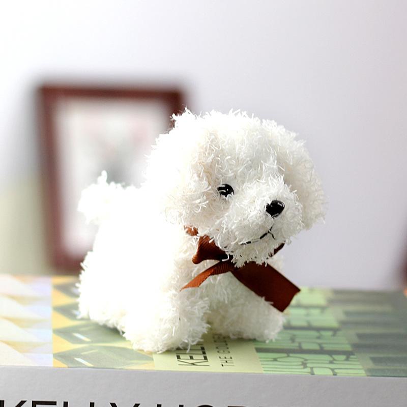 

Teddy Dog Charming Plush Keychain Pp Cotton Filled Realistic Dog Backpack Clip білий