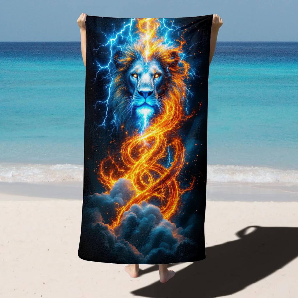 1PC Flaming wolf sprit Lion Towel for family or friends Gifts Quick-Dry Beach Towel For Yoga Tourism Beach GYM Camping Swimming