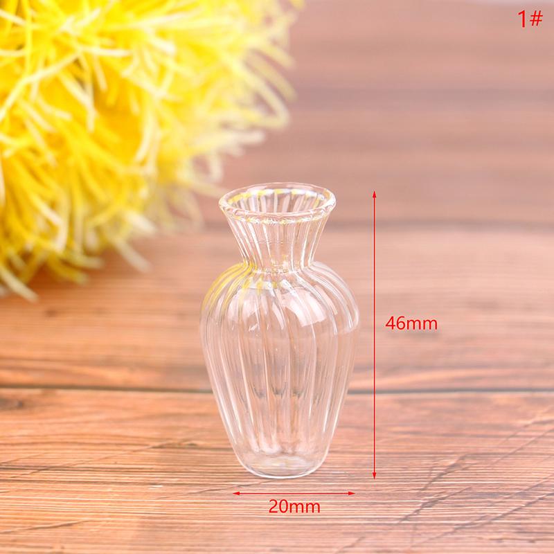 1:12 Dollhouse Miniature Transparent Glass Vase Glass Bottle Storage Tiny Jar Vial Decor Toy DIY Accessories Home Ornament