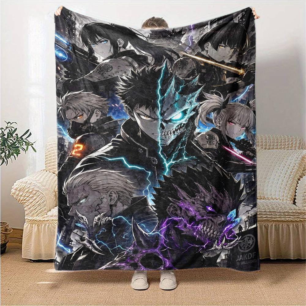 kaiju no 8 Print Flannel Blanket High Quality Warm Comfortable Cover for All Seasons Perfect for Gifts Home Decor