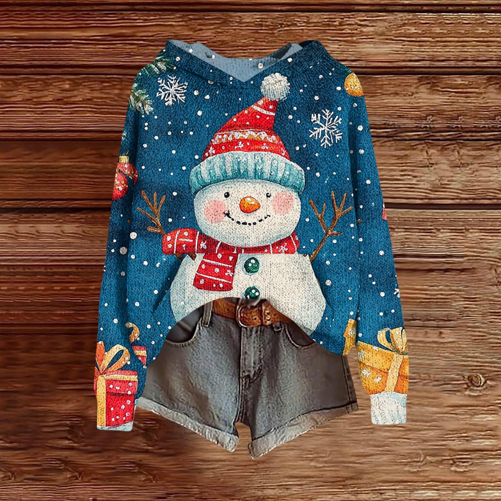 

Женская модная повседневная толстовка с капюшоном и длинными рукавами с принтом XL синий