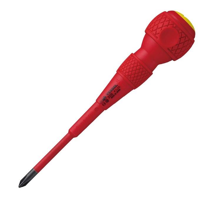 Vessel Ball Grip Insulated Screwdriver +1x75 (3 inch) No.200 200P175 Black
