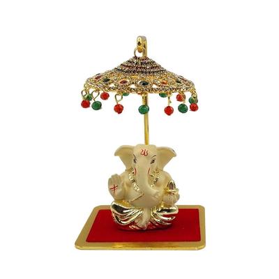 Metal Chhatra Umbrella (Design 14) – Hanging Crystal Chatri for God Idol, Car Dashboard, Home Temple, Office Desk & Table Decor Showpiece