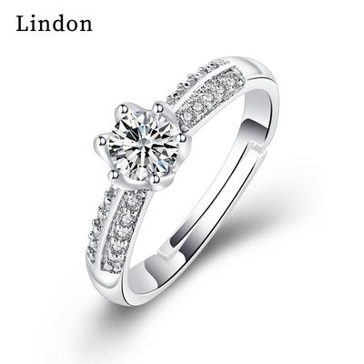 Lindon Classic Copper Alloy Zircon Ring Ladies Jewelry Wedding Promise Party Gift