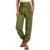 Women's Fashion  Color Elastic Waist Pocket Loose Leg Tight Casual Pants
