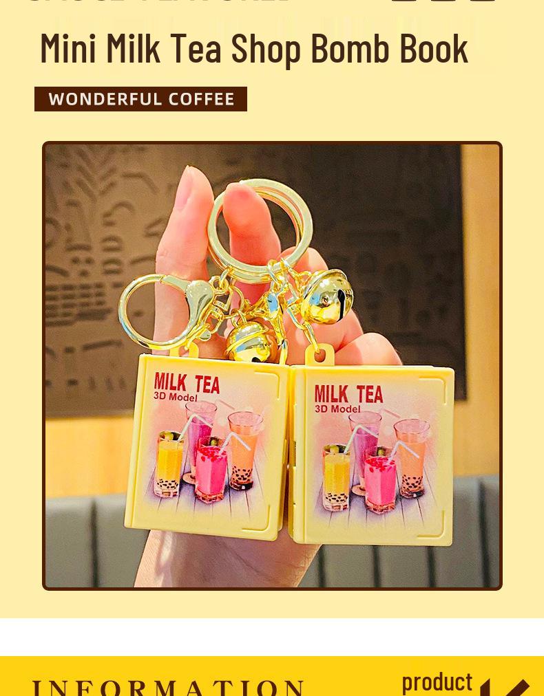 Cartoon Milk Tea Shop Keychain: Cute Couple Backpack Pendant & Creative Ornament Gift