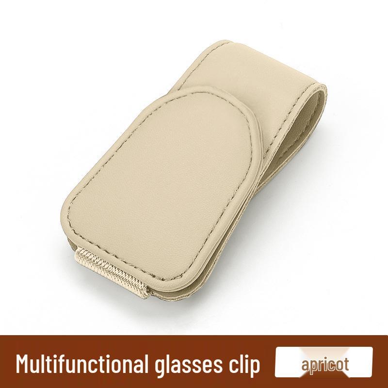 Multifunctional Car Visor Clip and Card Holder with Microfiber Leather