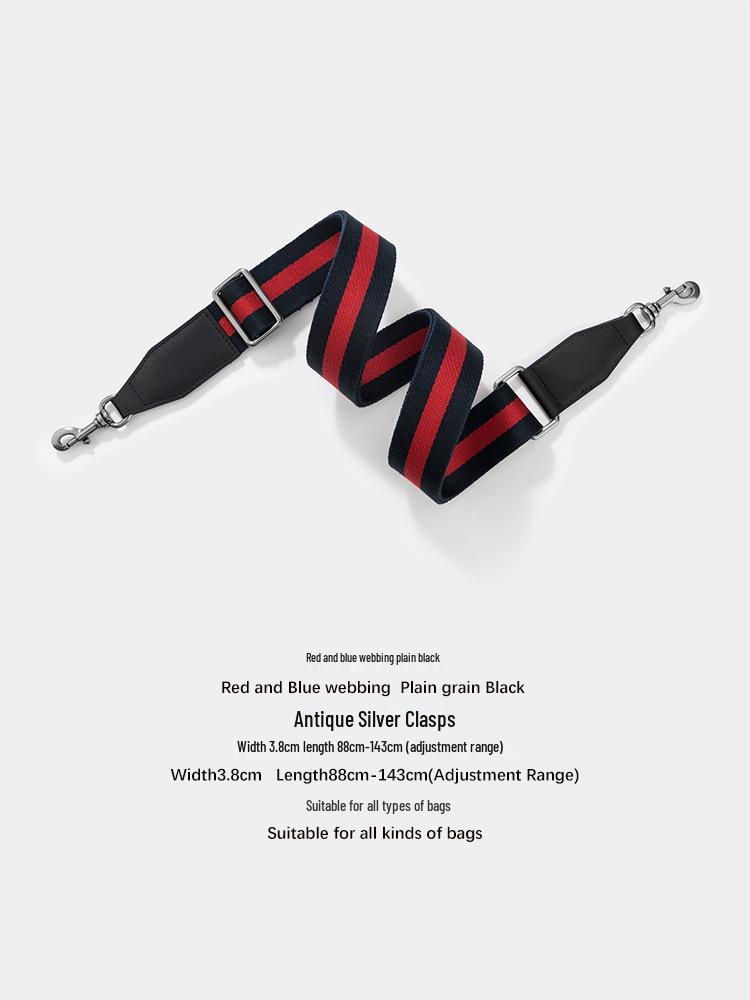Versatile Single Shoulder Crossbody Bag Strap: Red-Blue Wide Design with Adjustable Red-Green Webbing