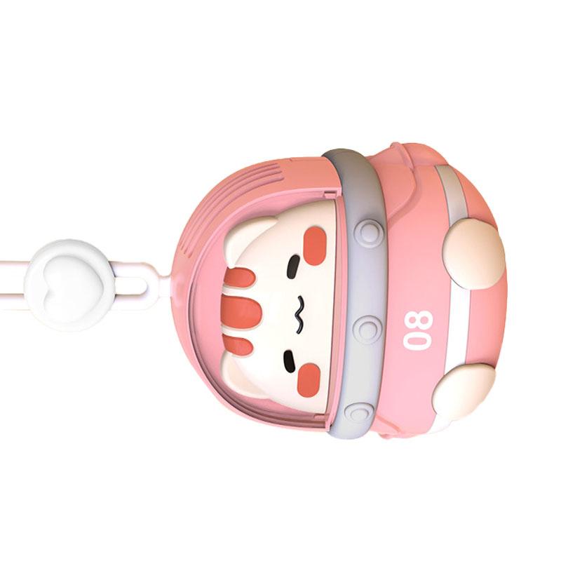 Neck Hanging Fan USB Handheld Rechargeable Cartoon Cute Lovely Animal 3 Gear Electric Small Fan Pink