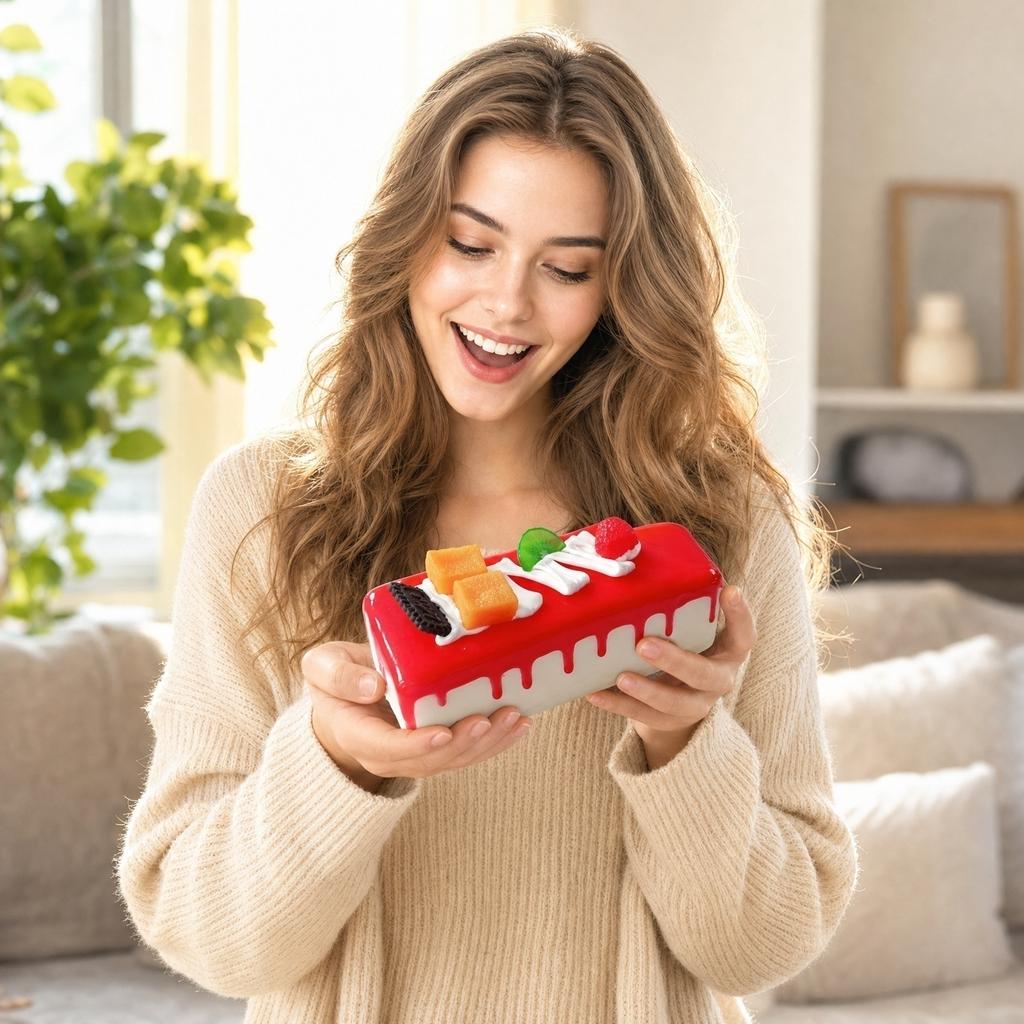 Squishy Ice Cream Fruit Cake Toy Slow Rising Soft PU Foam Dessert Shape Stress Relief Squeeze Toy for Kids and Adults