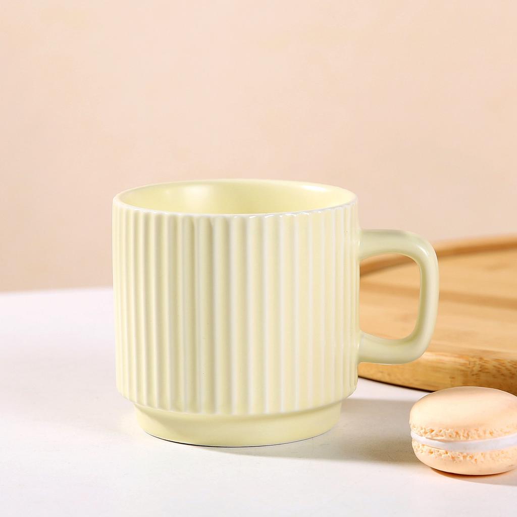 Souvenir Ins Macaron Simple Striped Ceramic Cup Creative Stacked Cup Household Coffee Cup