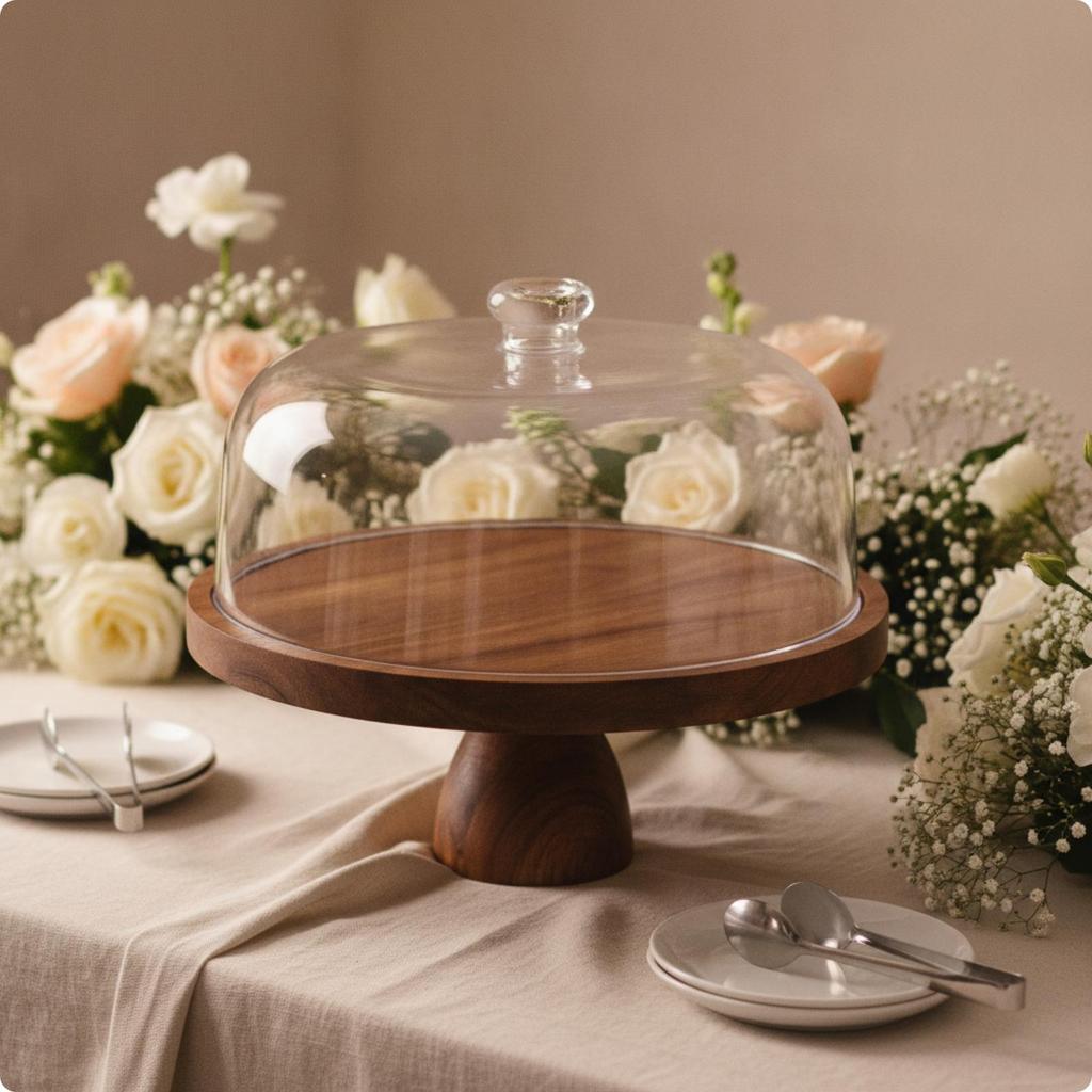 Transparent Cake Stand with Dome Lid | Dustproof, Holder Lid, for
