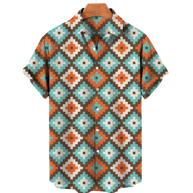 Fashionable Summer Casual Printed Hawaiian Flower Shirt for Men on Vacation at the Beach S