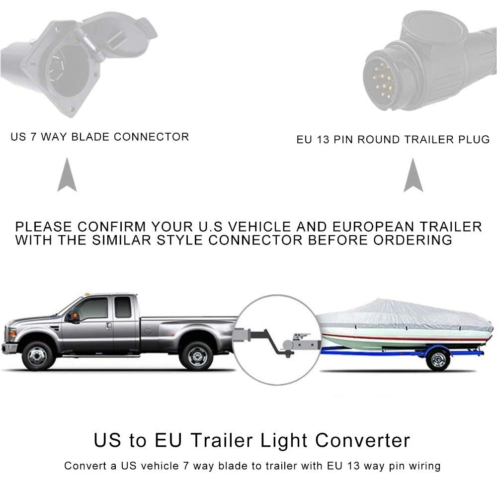 7 Pin to 13 Pin Trailer Wiring Adapter Brake Signal Splitter for Truck, Car Plug Connector Swap