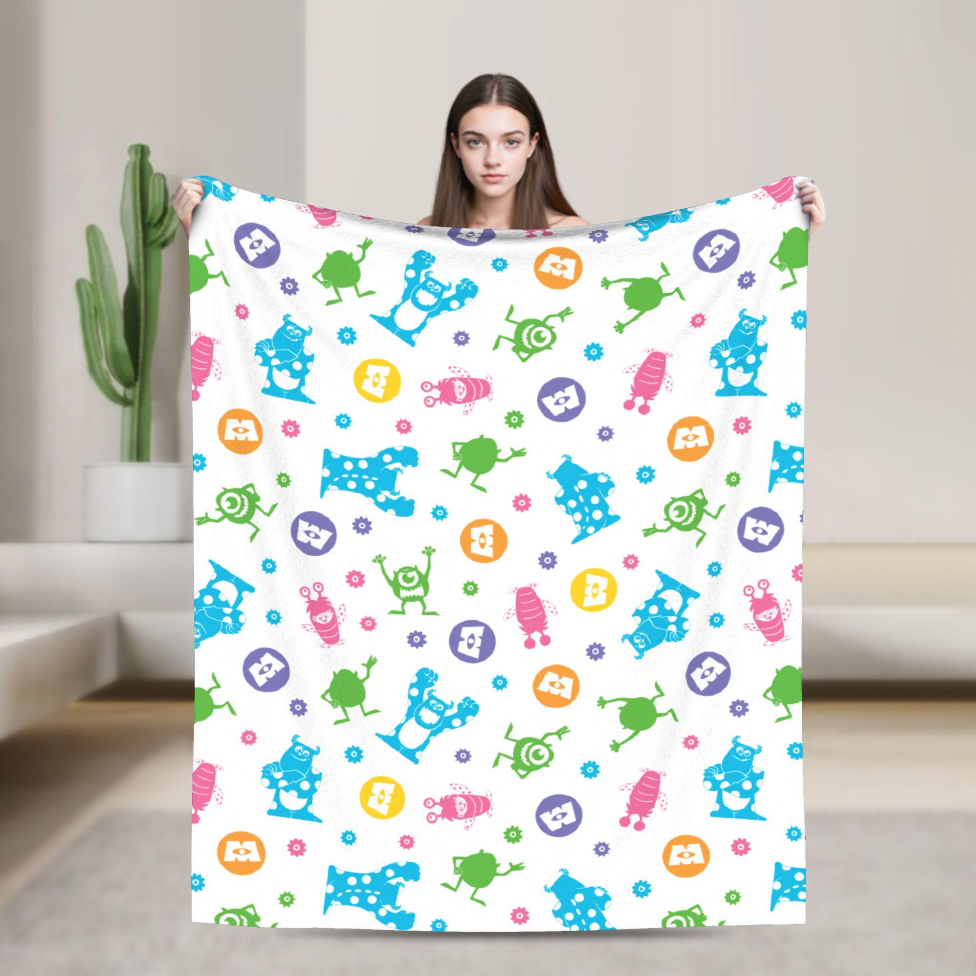Monika Chen Unisex Mike James P. Sullivan Monsters Inc Pattern Flannel Blanket Vintage Throw Blanket For Sofa Bedding Lounge Bedspread