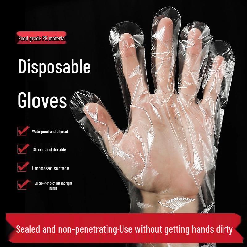 Thickened Durable Disposable PE Gloves for Restaurant and Family Food Hygiene Regular 100 pcs/bag