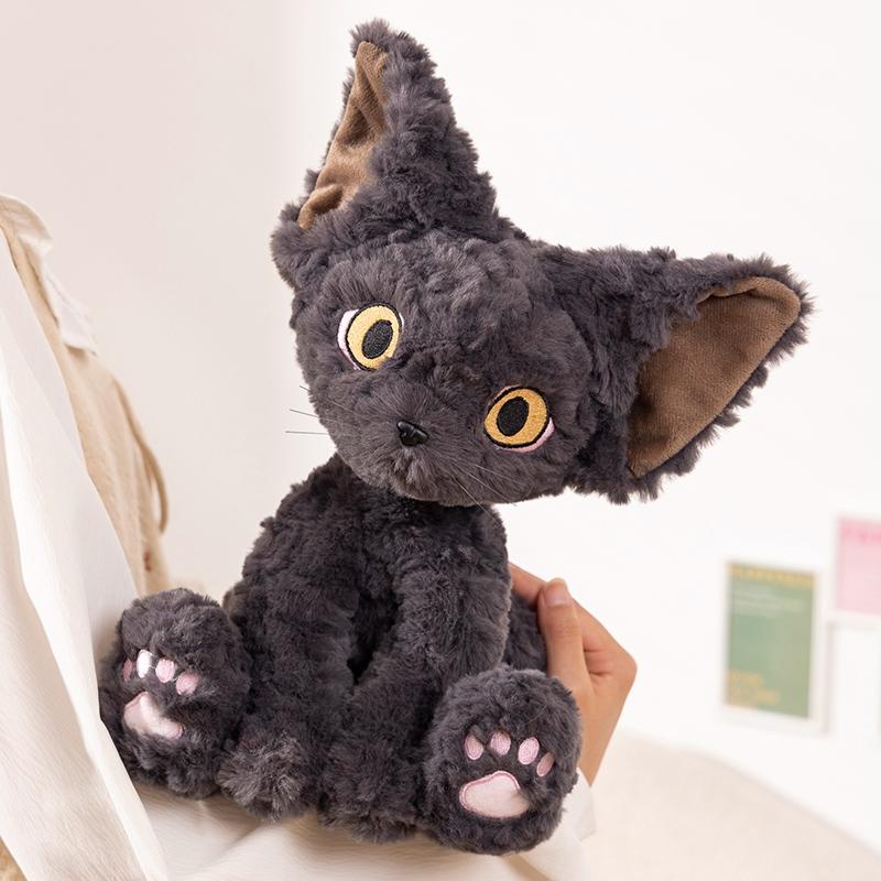 Cute Devon Rex Cat Plush Toy Realistic Stuffed Animal With Big Ears Soft Lifelike Gift For Cat Lovers Birthday Xmas Gifts