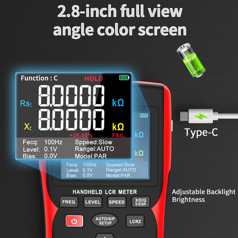 ZOYI ZT-DQ01 Digital Handheld LCR Meter, Measures Resistance/Capacitance/Inductance, Precision Capacitor Tester for Electronics