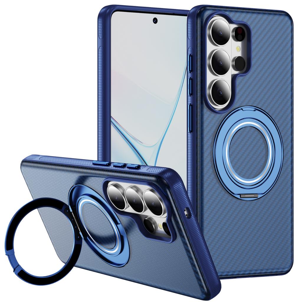 Applicable to Samsung S26Ultra fulcrum carbon fiber pattern magnetic mobile phone case S25Ultra gear bracket S24U cover