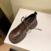 Thick-soled small leather shoes women's genuine leather women's shoes British shoes simple Japanese jk retro polished lace-up single shoes