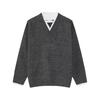 2025 Unisex Gray V-neck Hoodie: Trendy Casual Pullover, Long Sleeve, Pure Color for Early Autumn.