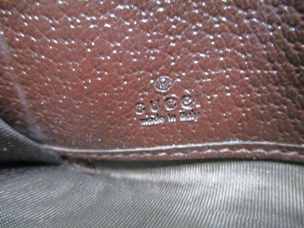 Authentic GUCCI GG Brown Canvas White Leather Round Zip Long Wallet #a695  Refurbished